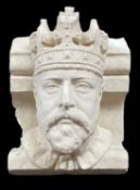 PLASTER HEAD OF KING EDWARD VII, for an architectural corbel on Llandaff Cathedral, 46cm h