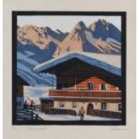 ‡ ATTRIBUTED TO JOSEF FELSINGER (Austrian, 1908-1972), woodcut - Alpine chalet, signed/inscribed