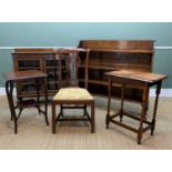 ASSORTED FURNITURE, including glazed oak bookcase, another bookcase, 2 oak occasional tables and
