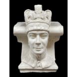 WYNDHAM CLARKE PLASTER HEAD OF KING GEORGE VI, 1938, for an architectural corbel on Llandaff