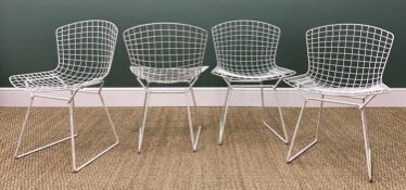 STYLE OF HARRY BERTOIA FOR KNOLL, a set of four white vinyl coated model 420 wirework side chairs,
