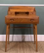 ERCOL '479' ELM WRITING DESK, in golden dawn finish, with stage back and frieze drawer, tapering