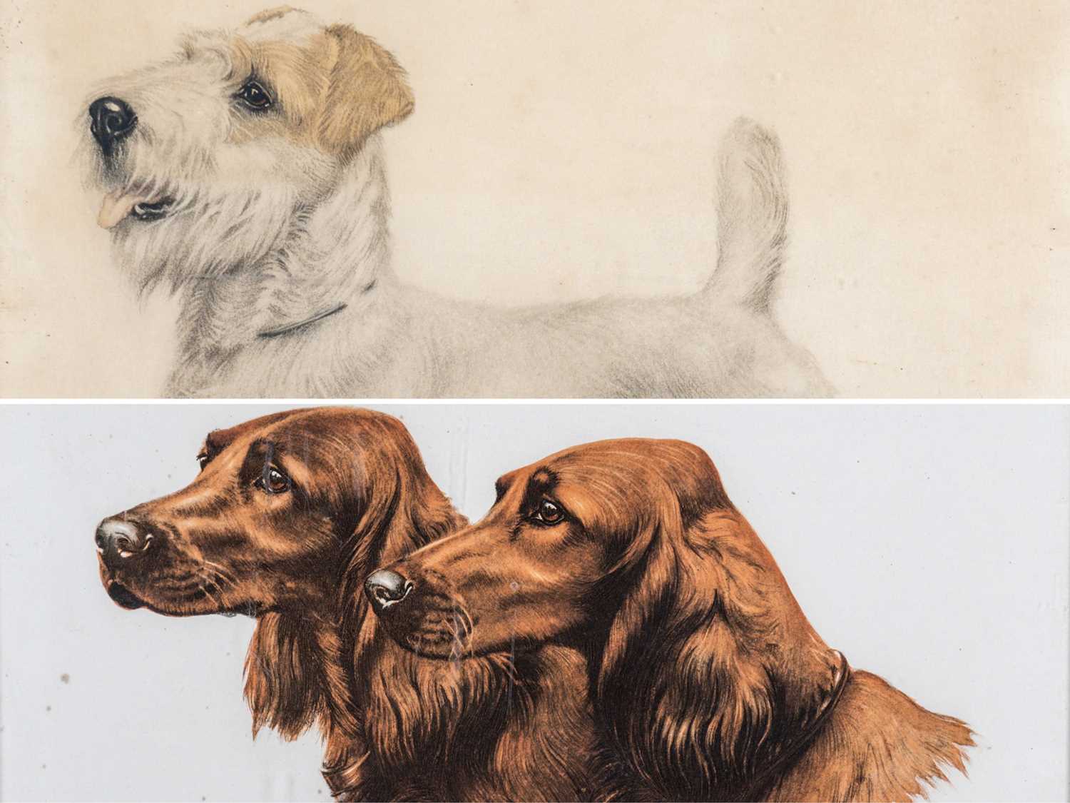 LEON DANCHIN, two lithographs - studies of red setter heads, c.1931, (PL) 41 x 48cm, and Terrier,