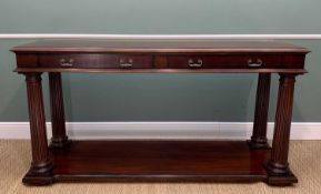 RALPH LAUREN CONSOLE TABLE, with crossbanded inlay, quarter veneered, two freize drawers, fluted