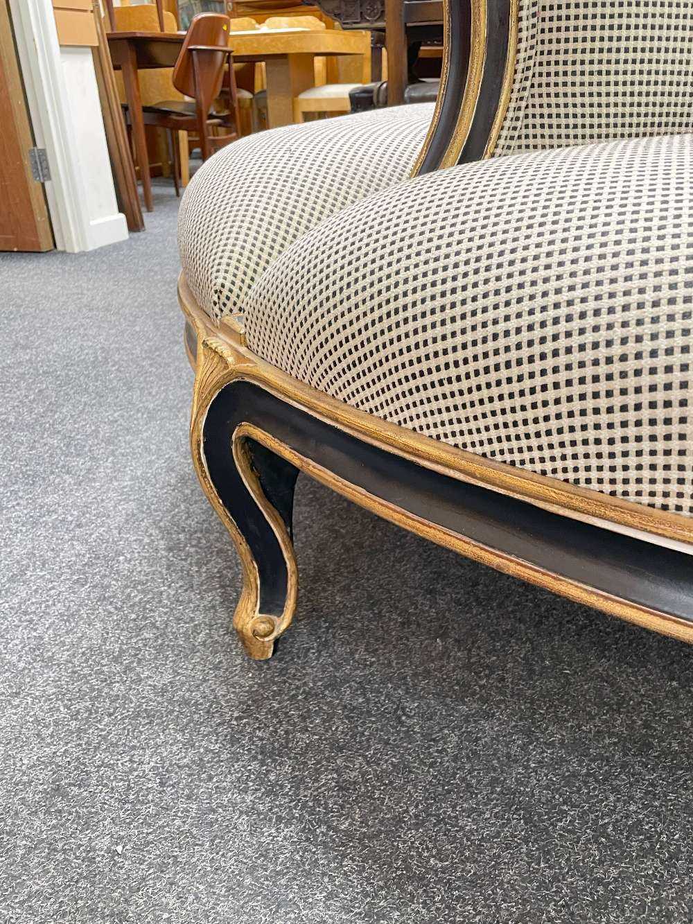 CHRISTOPHER GUY DOUBLE CONVERSATION SOFA, with ebonised & gilt detail, 165 cm long - Image 18 of 21