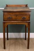 19TH CENTURY ELM & OAK CLERK'S DESK, three quarter gallery above angled fall with rest, fitted