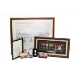MEDALS & MILITARIA comprising framed and glazed WWII period medals relating to Pte George Day