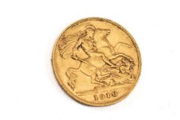 EDWARD VII GOLD HALF SOVEREIGN, 1910, 4.0gms Provenance: private collection Ceredigion