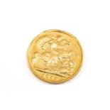 VICTORIA GOLD HALF SOVEREIGN, 1894, veiled head, 3.9g Comments: F - rubbed, milled edge polished,