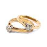 TWO 9CT SOLITAIRE DIAMOND RINGS, tot. diamond wt. apr. 0.4cts, tot. gross wt. appr. 3.6g (2)