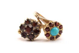 GOLD JEWELLERY comprising 15ct gold turquoise and garnet ring together with 9ct gold garnet