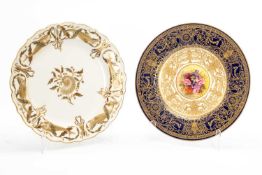 TWO ROYAL WORCESTER CABINET PLATES, including one painted with wild summer flowers painted by J.