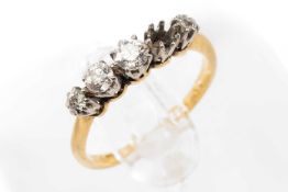 18CT GOLD FIVE STONE DIAMOND RING, ring size L 1/2, 2.3gms (one stone missing) Provenance: private