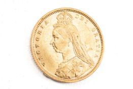 VICTORIAN GOLD HALF SOVEREIGN, 1890, Jubilee head, shield back, 3.9gms Provenance: private