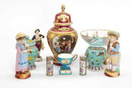 ASSORTED DECORATIVE PORCELAIN, including Vienna style baluster jar and cover, Japanese Noritake bowl