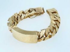 HEAVY 9CT GOLD GENT'S IDENTITY BRACELET, maker H&M, Sheffield 1976, appr. wt. 166.3g