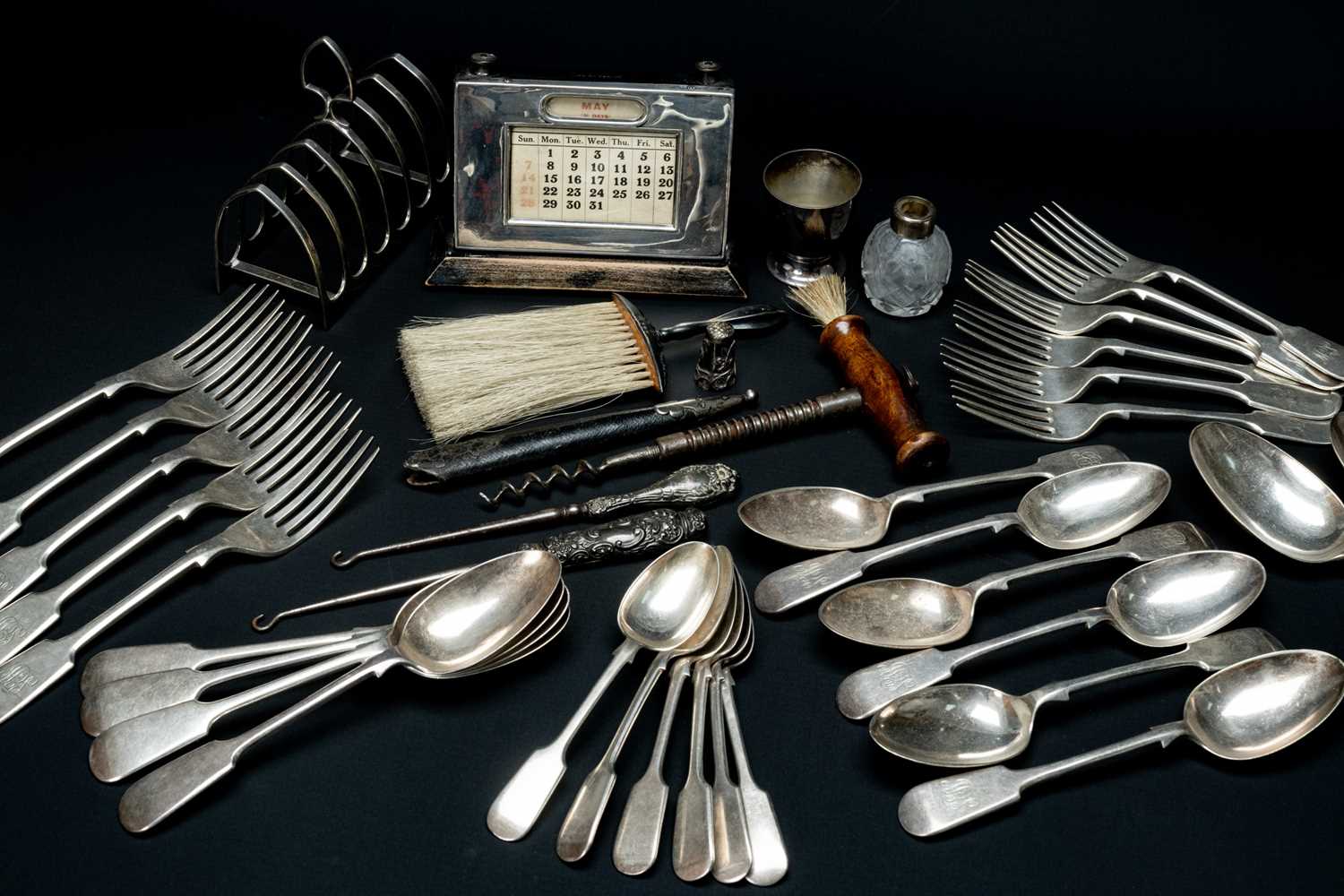 ASSORTED VICTORIAN ELECTROPLATED FIDDLE PATTERN FLATWARE, James Dixon/Walker & Hall, including set - Image 3 of 3