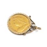 VICTORIAN GOLD HALF SOVEREIGN, 1900, in 9ct gold pendant mount, 5.1gms Provenance: deceased estate