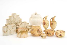 ASSORTED ROYAL WORCESTER BONE CHINA, including seven blush ivory items and two undecorated white