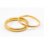 TWO 22CT GOLD WEDDING BANDS, 4.9gms gross (2) Provenance: deceased estate Pembrokeshire