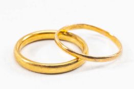 TWO 22CT GOLD WEDDING BANDS, 4.9gms gross (2) Provenance: deceased estate Pembrokeshire