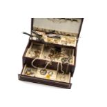 JEWELLERY BOX & ASSORTED COSTUME JEWELLERY, to include, earrings, necklaces, beaded jewellery,