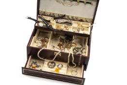 JEWELLERY BOX & ASSORTED COSTUME JEWELLERY, to include, earrings, necklaces, beaded jewellery,