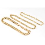THREE GOLD BRACELETS, comprising three 9ct gold flat curb link bracelets, 19.1gms gross (3)