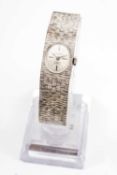 MARVIN 9CT WHITE GOLD LADIES WRISTWATCH, having integrated 9ct white gold textured bracelet, 36.