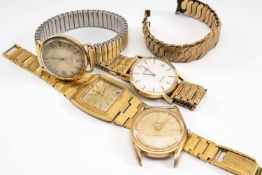 FOUR 9CT GOLD GENTLEMAN'S WRISTWATCHES, to include Oroisa wristwatch with 14K gold casing and