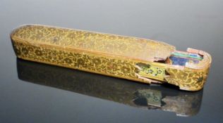 LACQUERED PAPIER-MACHE QALAMDAN (SCRIBE'S PEN BOX), Persia or Kashmir, 19th Century, painted and