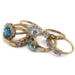 SIX 9CT GOLD DRESS RINGS, set with various semi-precious gemstones, 13.0gms gross (6) Provenance: