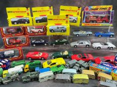 ASSORTED DIECAST TOYS, including Lesney Military vehicles, caravans, fire vehicles etc, all unboxed;