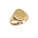 18CT GOLD SIGNET RING, unengraved, ring size T, 6.1gms Provenance: private collection Ceredigion