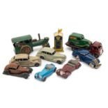 ASSORTED MOSTLY PRE-WAR TOYS, including Schuco tinplate clockwork saloon, Minic tin plate steam