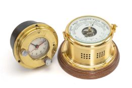 THOMAS MERCER MARINE CRAFT DASHBOARD CLOCK, 15.5cm diam., fitted with 'Hand set' and 'Wind' buttons,