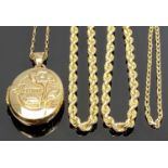 9CT GOLD JEWELLERY GROUP, 4 ITEMS - 8.6grms gross, to include a matching rope twist necklace and