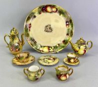 ROYAL WORCESTER HAND PAINTED FRUIT STUDY DOLL'S TEASET - 10 pieces to include coffee pot, teapot,