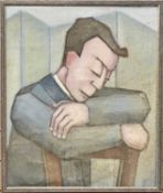 EDWIN JAMES DUMMETT (British 1906 - 1989) oil on canvas - man resting his head on arms, signed lower