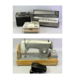LORENZO VINTAGE PORTABLE ORGAN, Frister & Rossmann electric sewing machine in case with foot