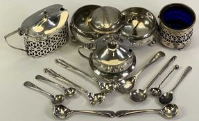 SILVER TABLE CONDIMENT ITEMS (15) - having various Birmingham and Sheffield hallmarks to include