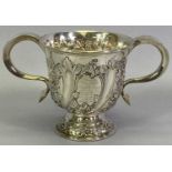 EDWARD VII SILVER TWO-HANDLED PEDESTAL CUP - London 1902, Maker Wakely & Wheeler, 11.75cms max H,