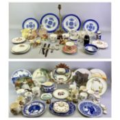 MIXED CERAMICS - commemorative mugs, Stanley floral decorated tea service, two china half dolls,