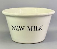 DAIRY SUPPLY COMPANY LTD, MUSEUM STREET, LONDON large circular cream glazed dairy bowl, lettered
