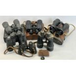 ROSS LONDON 10 X 40 BINOCULARS IN CASE and five other pairs of vintage binoculars
