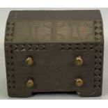 WELSH FOLK ART - carved slate doorstop in the form of a bureau chest with brass knobs, 13.5cms H,