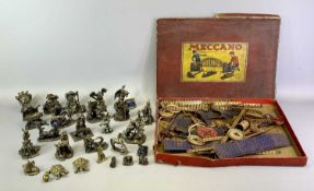 VINTAGE MECCANO SET NO 5 (incomplete), with a collection of WAFW pewter figures, 'Myth and Magic'