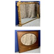 GILT FRAMED OVERMANTEL MIRROR - 19th Century with rounded corners and applied mouldings, 85cms H,