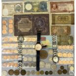 VINTAGE & CURRENT BRITISH & OVERSEAS COINAGE, bank notes, watches and collectables, notes include