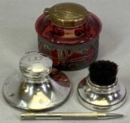 HALLMARKED SILVER & EPNS DESKTOP ITEMS (3) - to include a propelling pencil, Birmingham 1952,